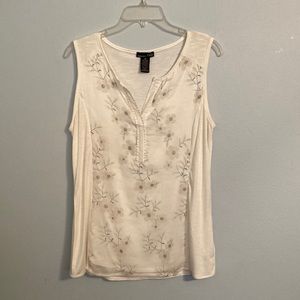 rxb sleeveless top with beautiful sheer floral overlay on front size M